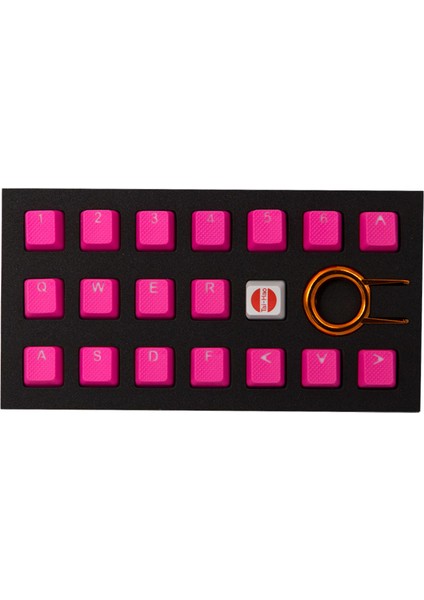 Rubber Gaming Aydınlatmalı Keycaps Set - 18 Keys Rubberized Doubleshot Key Caps (Neon Pembe)