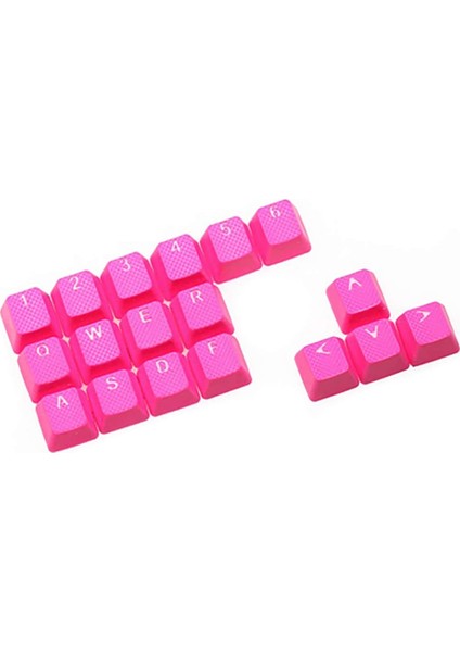 Rubber Gaming Aydınlatmalı Keycaps Set - 18 Keys Rubberized Doubleshot Key Caps (Neon Pembe)