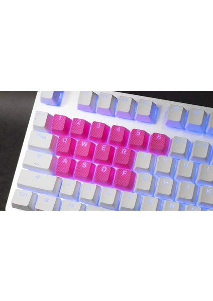 Rubber Gaming Aydınlatmalı Keycaps Set - 18 Keys Rubberized Doubleshot Key Caps (Neon Pembe)