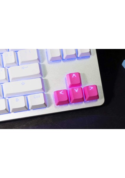 Rubber Gaming Aydınlatmalı Keycaps Set - 18 Keys Rubberized Doubleshot Key Caps (Neon Pembe)