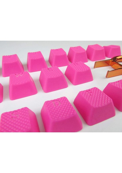 Rubber Gaming Aydınlatmalı Keycaps Set - 18 Keys Rubberized Doubleshot Key Caps (Neon Pembe)