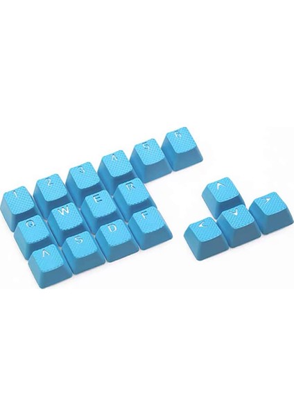 Rubber Gaming Aydınlatmalı Keycaps Set - 18 Keys Rubberized Doubleshot Key Caps (Neon Mavi )