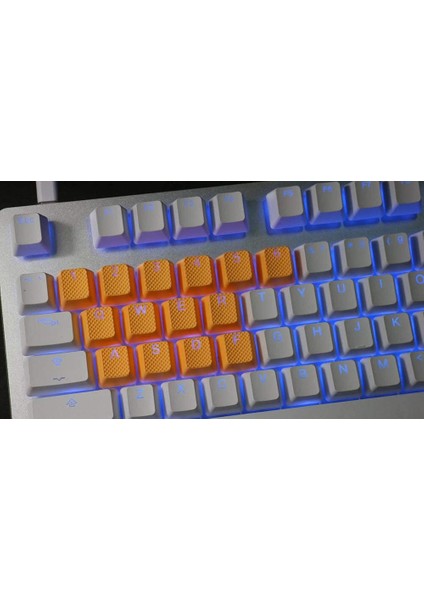 Rubber Gaming Aydınlatmalı Keycaps Set - 18 Keys Rubberized Doubleshot Key Caps (Neon Orange)