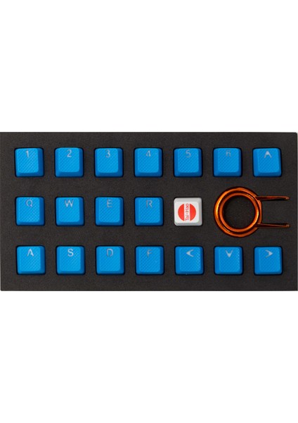 Rubber Gaming Aydınlatmalı Keycaps Set - 18 Keys Rubberized Doubleshot Key Caps (Sky Blue)