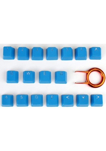 Rubber Gaming Aydınlatmalı Keycaps Set - 18 Keys Rubberized Doubleshot Key Caps (Sky Blue)