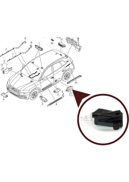 Bdp1061-1 Audi A4 A5 Q5 İçin Kapı Açma Uyarı Lambası Sol 8w0947133