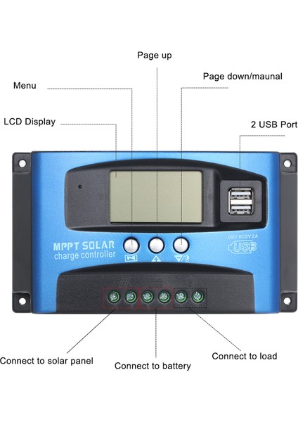 100A Mppt Solar Kontrol Cihazı 12V-24V Solar Akü Şarj Kontrol Cihazı Regülatörü