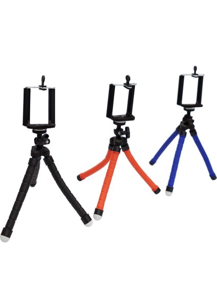 Esnek Ahtapod Tripod Telefon Tutucu Siyah