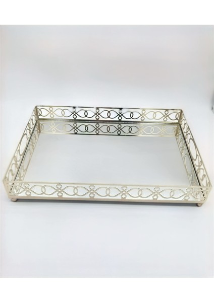 Crearthome Gümüş Sonsuzluk Desen Tepsi 49X34 cm Kermanhome1