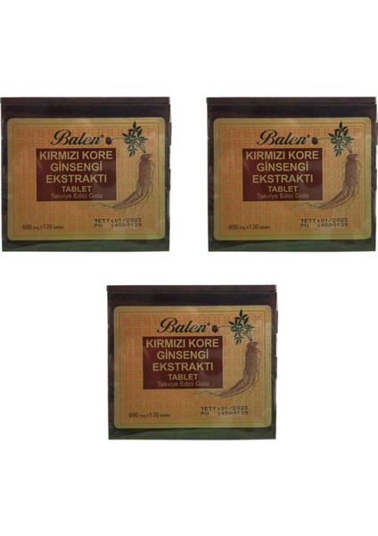 Tahta Kutu Kırmızı Kore Ginseng 600 Mg 120 Tablet 3 Adet