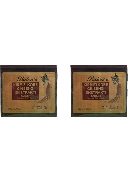 Tahta Kutu Kırmızı Kore Ginseng 600 Mg 120 Tablet 2 Adet
