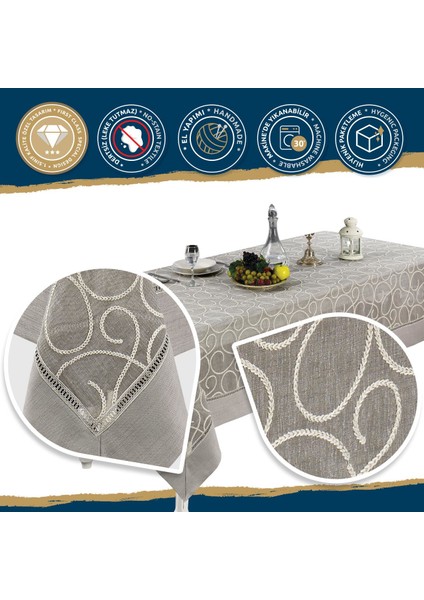 Glory Özel Işlemeli Keten Masa Örtüsü (160 x 260 Cm) indirimleri