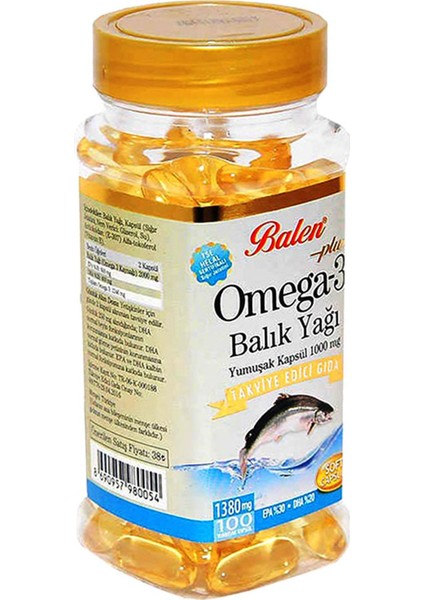 Omega 3 Balık Yağı 1380 Mg 100 Yumuşak Kapsül 2 Adet fiyatları