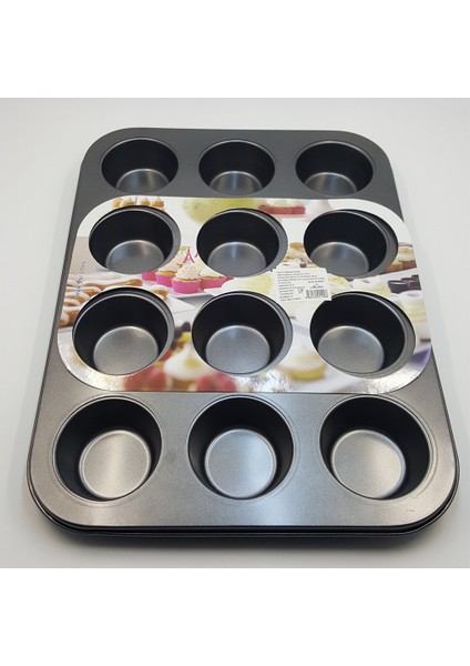 Mitra 12'li Yapışmaz Teflon Kaplı Muffin Kek Kalıbı