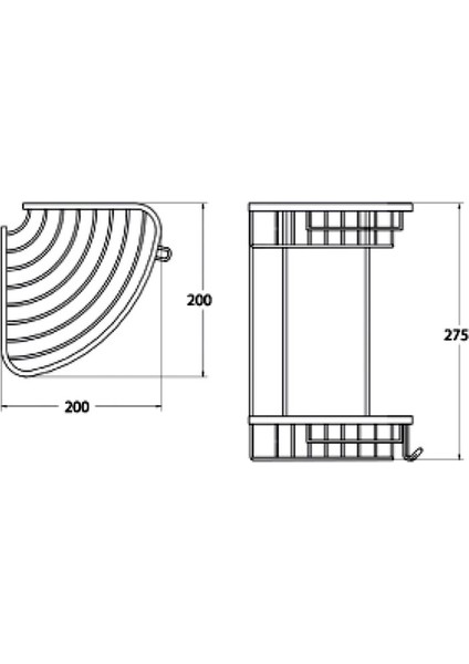 Banyo Paslanmaz Pirinç 20 x 20 cm Deniz Ikili Şampuanlık Köşelik Süngerlik