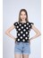 Kadın Beyaz Puantiyeli Vatkalı T-Shirt 1