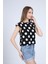 Kadın Beyaz Puantiyeli Vatkalı T-Shirt 2