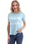 Kadın Omuz Açık Bebek Mavi Batik T-Shirt 1