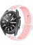 Samsung Galaxy Watch Uyumlu 46MM (22MM) Silikon Kordon - Beyaz-Pembe 1