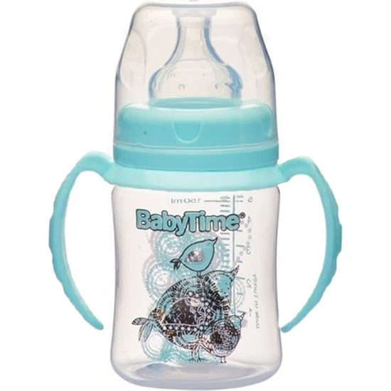 Baby Time BT078 Geniş Ağız Kulplu Pp Biberon 150 ml - Yeşil