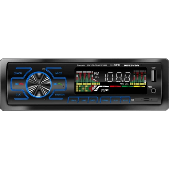 Bisesvar Oto Teyp Usb/sd/radıo/fm/bass/aux/rca/tf/mp3/wma Bluetoothlu Kumandalı Oto Teyp Bısesvar BSV-3030