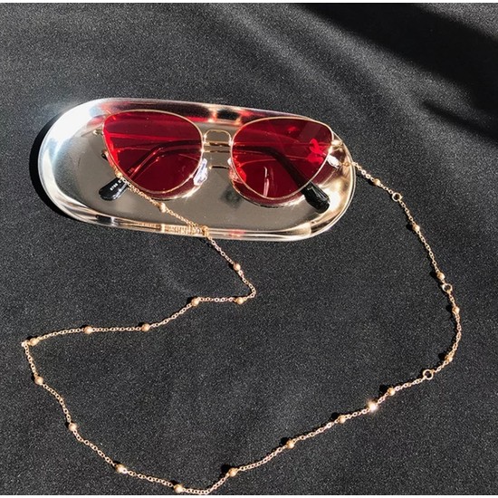 Platin Hediyelik Kadın Gold Toplu Zincir Güneş Gözlüğü Zinciri Gözlük Ipi Askısı Aksesuarı