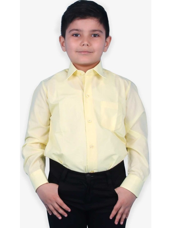 Ebru Erkek Çocuk Gömlek Basic Sarı (6-14 Yaş)