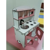 Bahadır Grup Montessori Eğitici Ahşap Oyuncak Mutfak 6mm Pembe