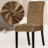 Abeltrade Mat ve Kalın Soft Kadife Kumaş Sandalye Kılıfı Kahve Renk 4 Lü