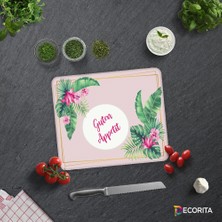 Decorita Guten Appetit | Tropik Flamingo | Cam Kesme Tahtası - Cam Kesme Tablası| 29cm x 34cm