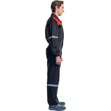 Şensel, Reflektörlü İş Tulumu,Siyah-Kırmızı(55E2267) İş Kıyafeti