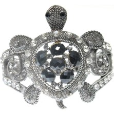 Hd Marketim Otantik Swarovski Taşlı Kaplumbağa Kelepçe Metal Bileklik 5502