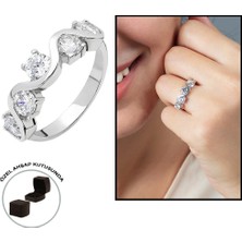Tesbihane Starlight Diamond Pırlanta Montür Asimetrik 925 Ayar Gümüş Kadın Beştaş Yüzük