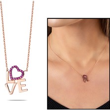 DAVİD BLACK 925 Ayar Gümüş Love Yazılı Kalp Kolye