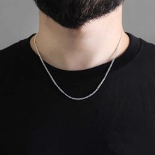 Tesbihane 925 Ayar 50 cm 60 Mikron gurmet  Gümüş Erkek Zincir Kolye