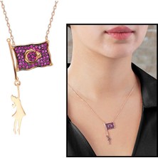 DAVİD BLACK Zirkon Taşlı Ayyıldız Tasarım 925 Ayar Gümüş Bayan Kolye