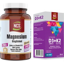 Ncs Magnezyum Zma Magnesium Çinko Vitaminb6 Folic Acid 60 Tablet+Vitamin D3 K2 20 ml