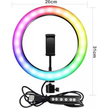 Zore Rgb-26 Işıklı Tripod Telefon Tutucu Ring Light