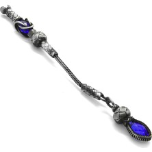 Gül Endam Mavi Zirkon Taşlı 1000 Ayar Gümüş Kazaz Püskül