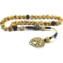 Gül Endam 1000 Ayar Gümüş Kazaz Püsküllü Küre Kesim Renkli Kaplangözü Doğaltaş Tesbih