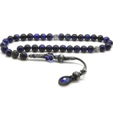 Gül Endam 1000 Ayar Kazaz Püsküllü Küre Kesim Mavi Kaplangözü Doğaltaş Tesbih