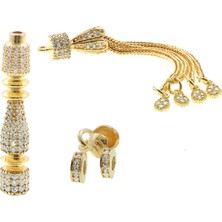 Gül Endam Özel Işçilikli Zirkon Taşlı Imame Püskül Set (Model-3)