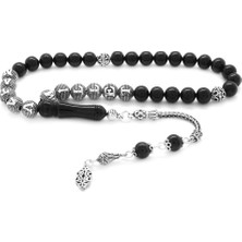 Gül Endam 925 Ayar Gümüş Püsküllü Küre Kesim Isim Yazılı Erzurum Oltu Taşı Tesbih