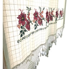 Kanaviçe Işlemeli Dört Farklı Renk 200CM x 180CM Pamuk Perde