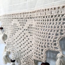 Üç Farklı Ebat Kanaviçe Perde- Gül Demet Kırmızı Renk 100X180 cm