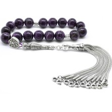 Gül Endam Kararmaz Metal Püsküllü Küre Kesim Ametist Efe Doğaltaş Tesbih