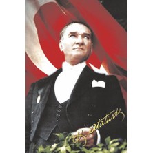 Asilmeydan Sivil Gazi Mustafa Kemal Atatürk  Ay Yıldız Türk Bayrağı Poster Bayrak 100X150 cm