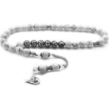 Gül Endam 925 Ayar Gümüş Tuğra Püsküllü Küre Kesim Isim Yazılı Havlit Doğaltaş Tesbih