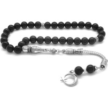 Gül Endam Kararmaz Metal Ayyıldız Püsküllü Küre Kesim Oniks Doğaltaş Tesbih