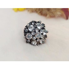 Hd Marketim Otantik Çiçek Tasarım Kadın Yüzük Swaroski Taşlı Yüzük Ayarlanabilir Ölçü